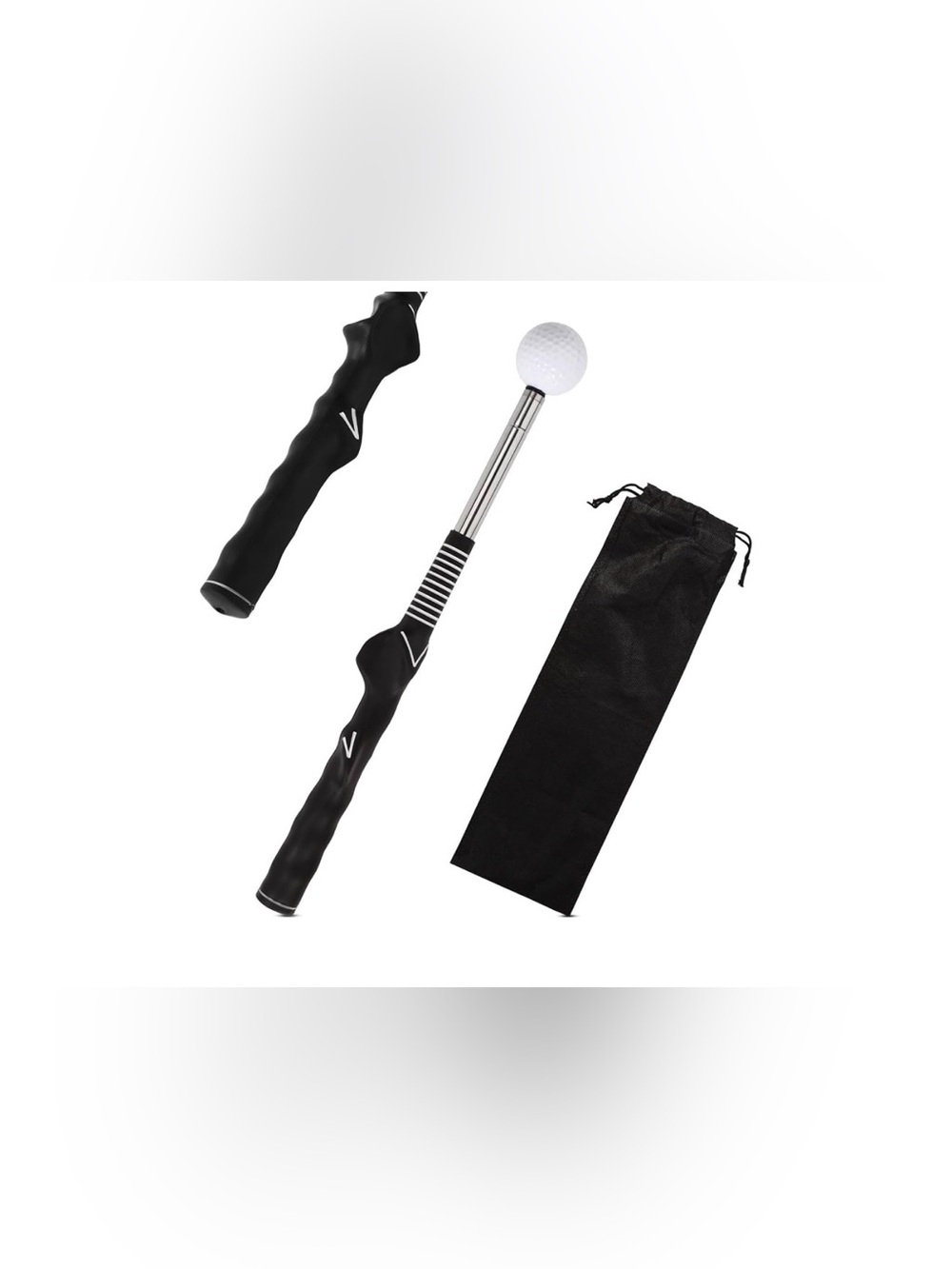 Black Telescoping Golf Putting Trainer with White Ball